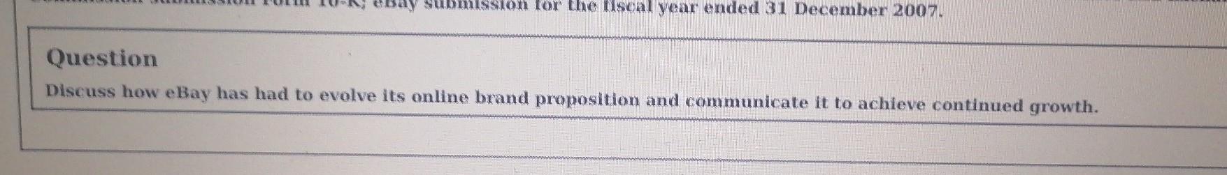 Question : Discuss how eBay has had to evolve its