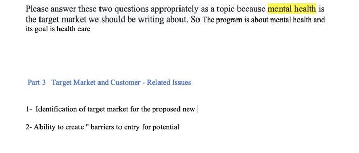 Please answer these two questions appropriately