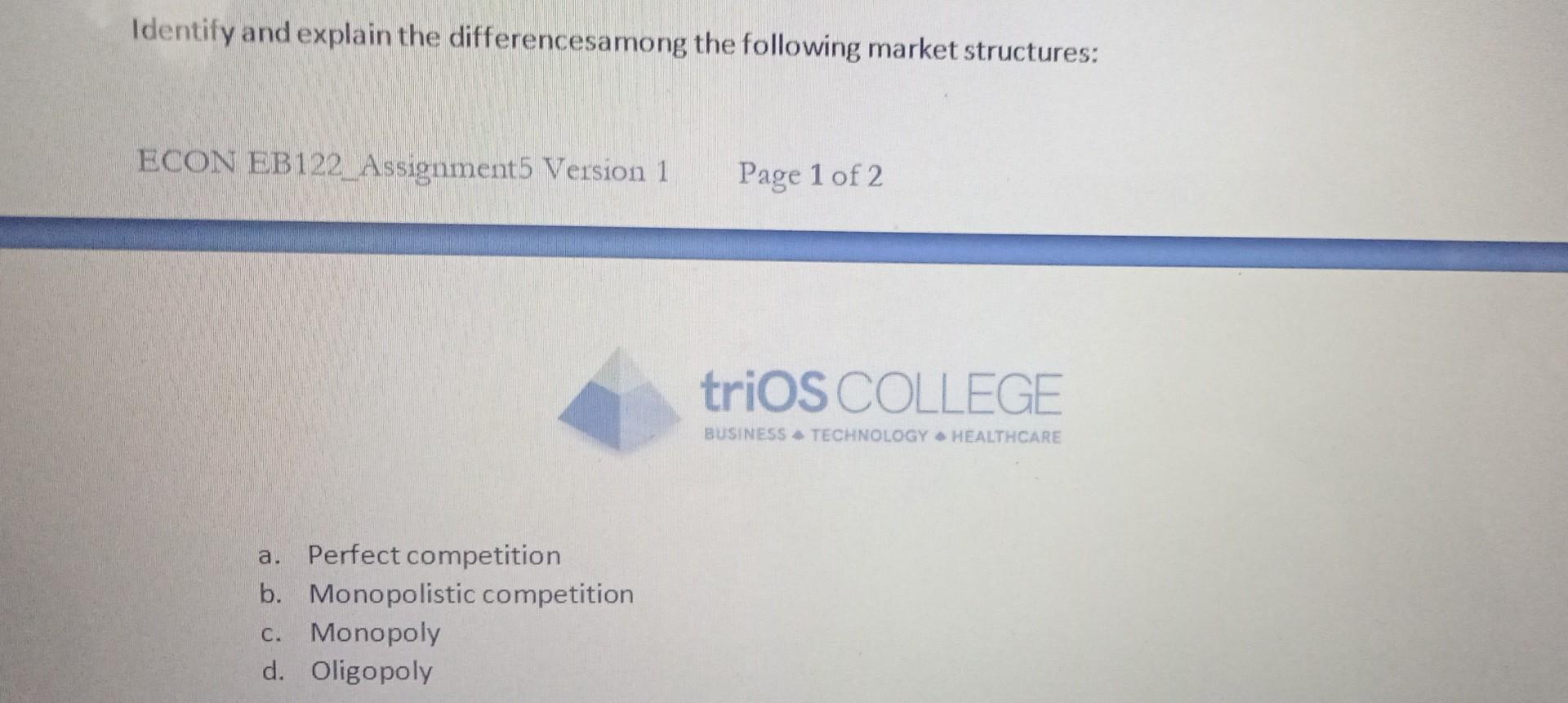 Identify and explain the differencesamong the
