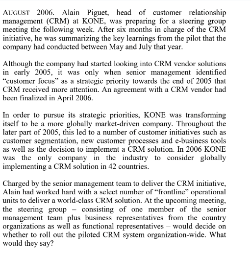 Kone Elevator Case Considering the seven insights