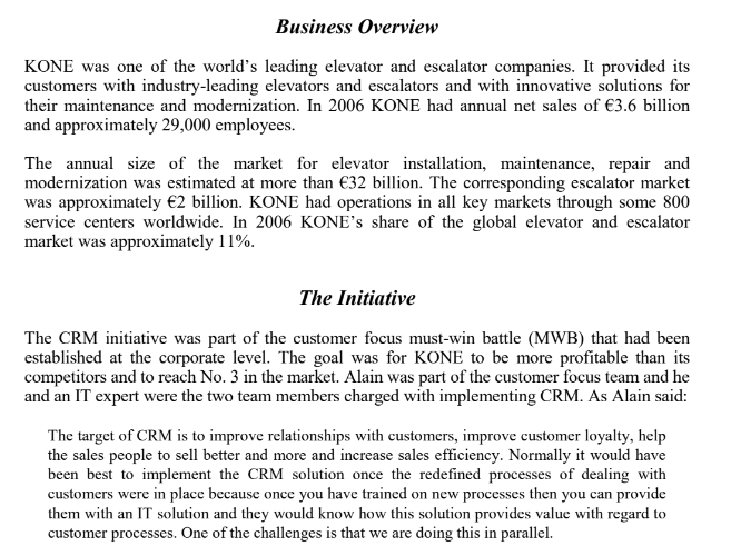 Kone Elevator Case Considering the seven insights