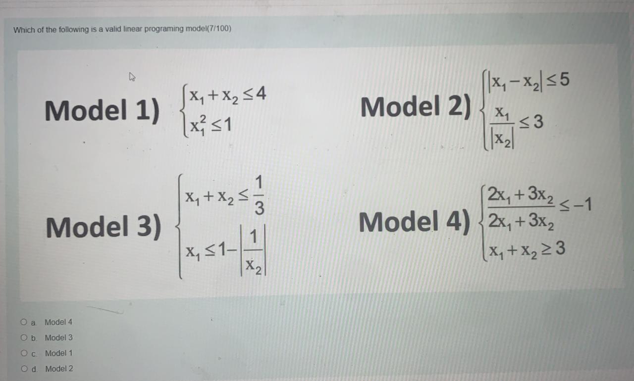 Which of the following is a valid linear