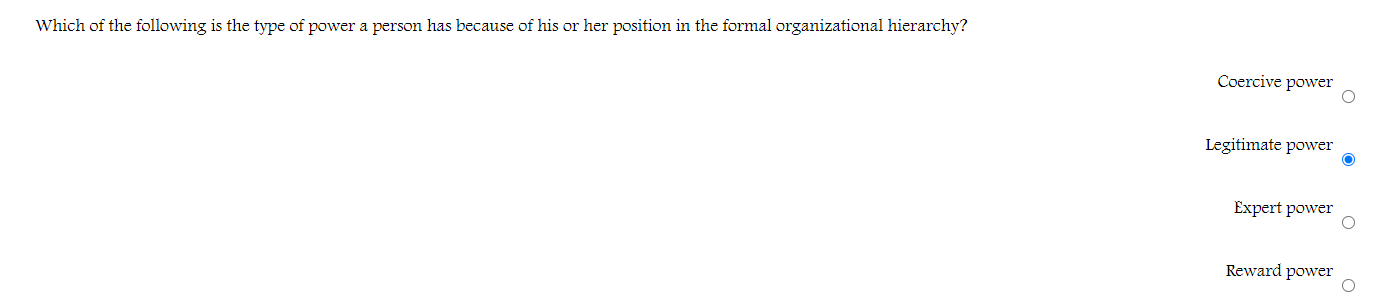 Which of the following is the type of power a