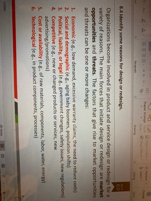 ACTIVITY No. 8.1 Product and Service Design