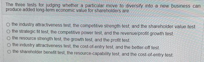 The three tests for judging whether a particular