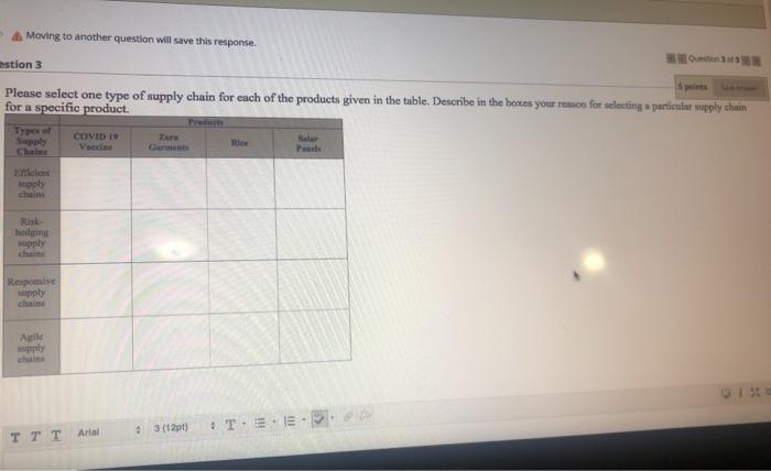 Moving to another question will save this