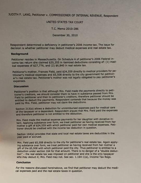 (1) Did you read the Lang case? Good, so now