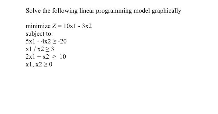 Solve the following linear programming model