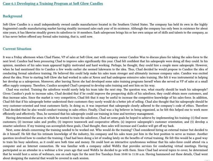 answer only question 1. thank you Case 6.1