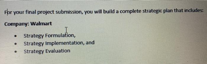 For your final project submission, you will build