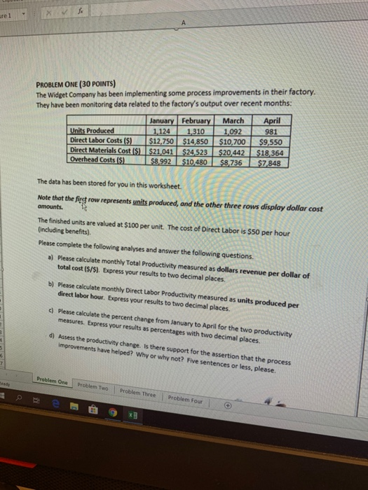 please i need help ure 1 PROBLEM ONE (30 POINTS)