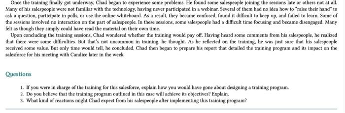 Answer question #3 only. Case 6.1 Developing a