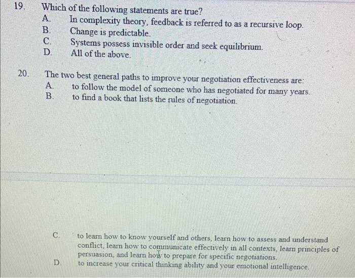 19. Which of the following statements are true? A