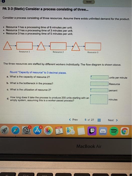 Sad PA 3-3 (Static) Consider a process consisting