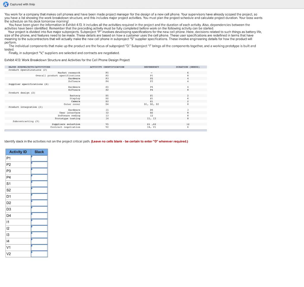 Captured with Xnip You work for a company that