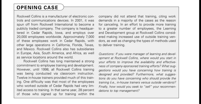 Read the opening case and answer the question in