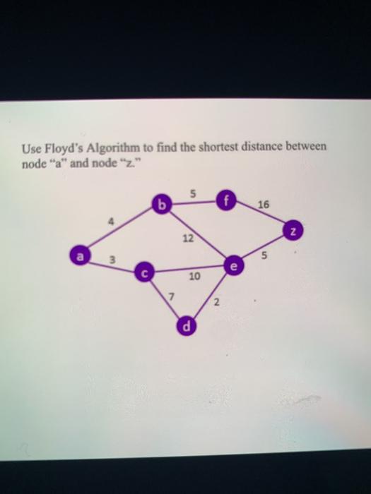 Use Floyd's Algorithm to find the shortest