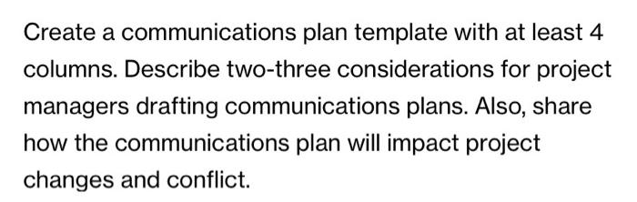 Create a communications plan template with at
