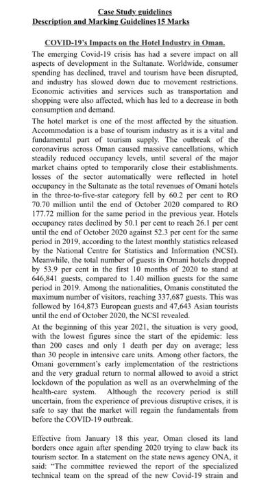 Case Study guidelines Description and Marking