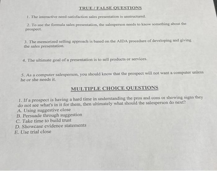 True False Questions 1. Branded content is when a