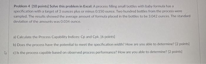 Problem 4 [10 points Solve this problem in Excel: