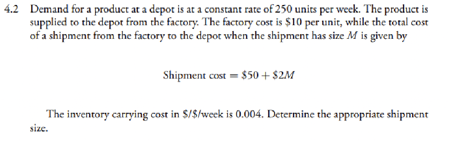 item value = $10+$2 per unit, order cost = $50 .2