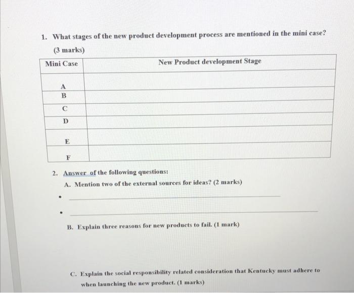 i want For each question a short answer When