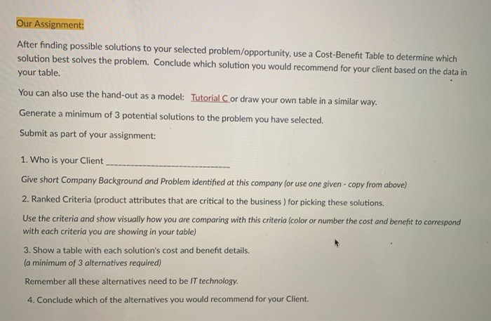 tutorial c example Our Assignment: After finding