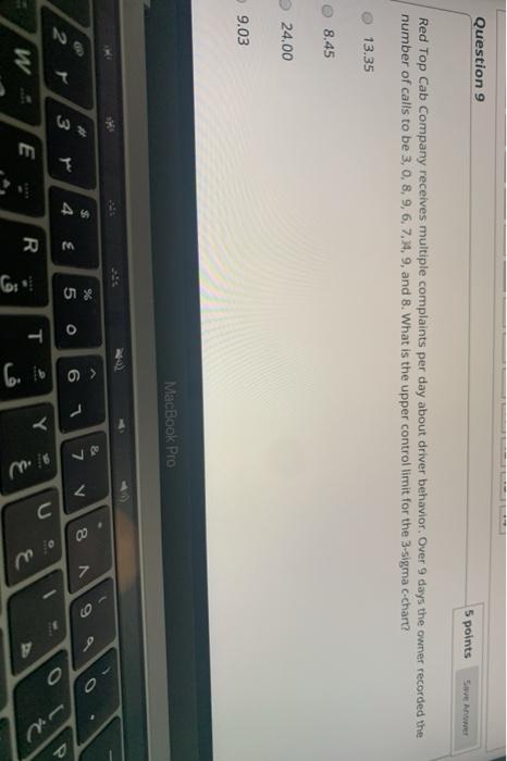 Question 9 5 points Red Top Cab Company receives