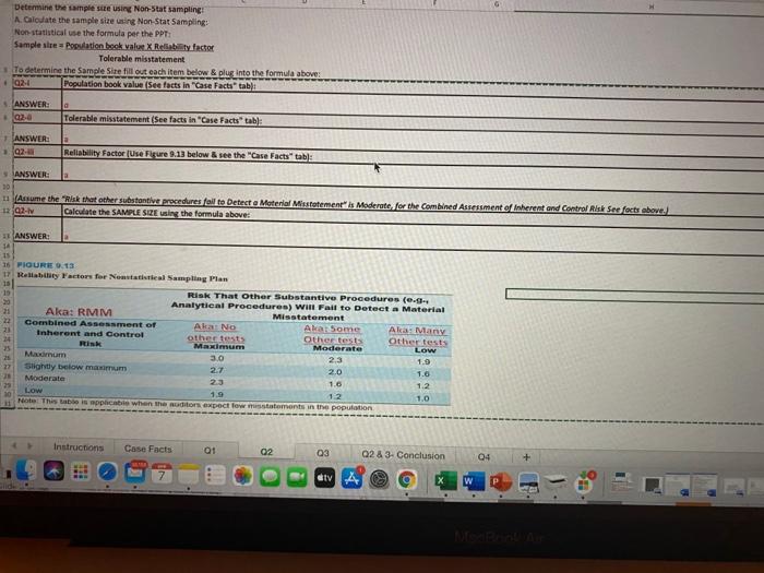 Determine the sample sue using Non-Stat sampling!