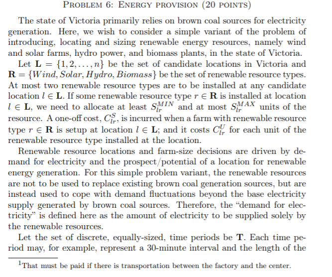 Optimisation and Decision Making problem PROBLEM