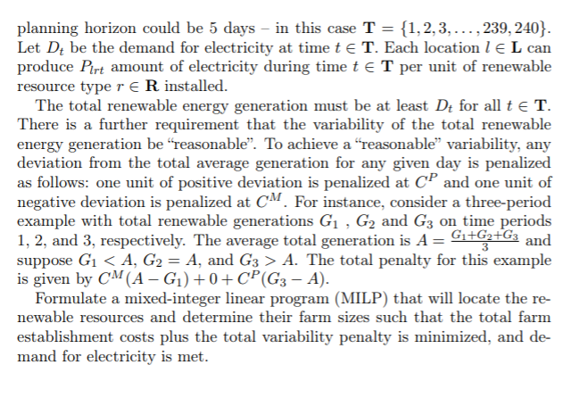 Optimisation and Decision Making problem PROBLEM