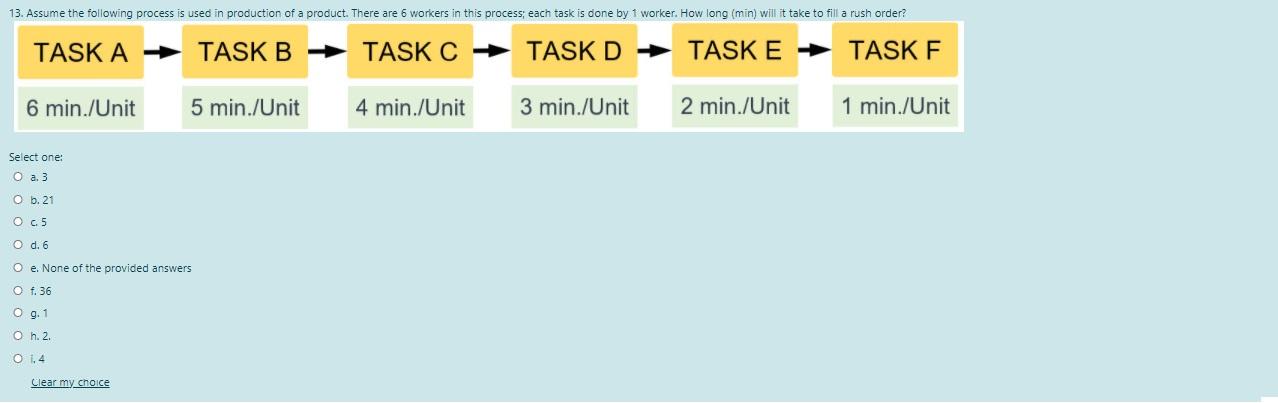 13. Assume the following process is used in