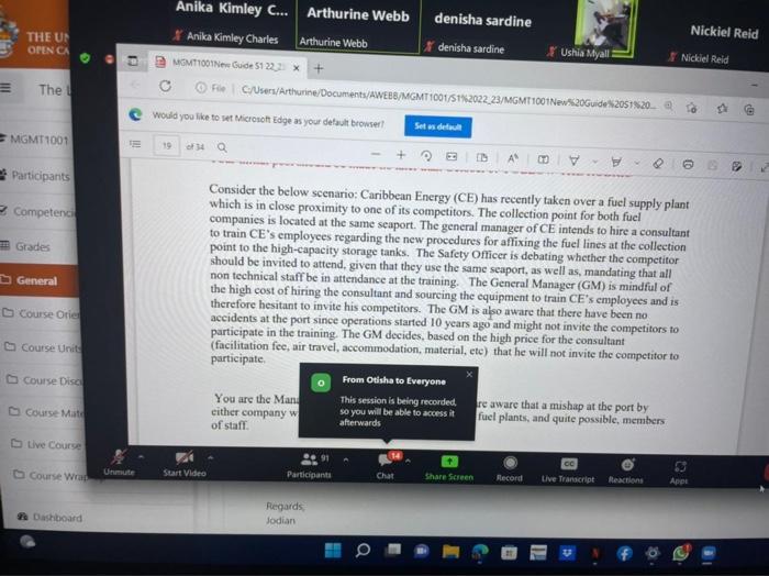 Consider the below scenario: Caribbean Energy