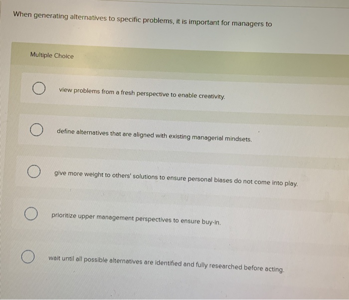 When generating alternatives to specific