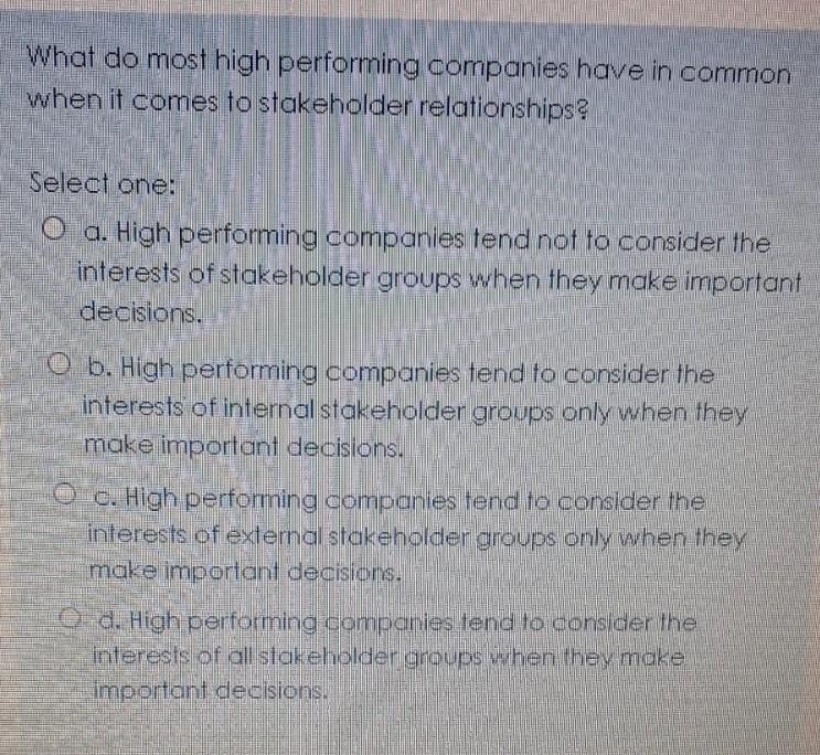 What do most high performing companies have in