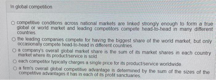 In global competition O competitive conditions