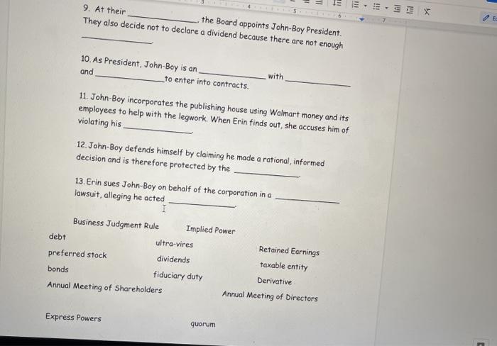 IL E- - 9. At their the Board appoints John-Boy