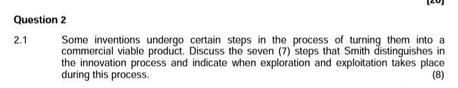 (20) Question 2 2.1 Some inventions undergo
