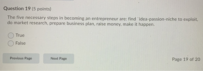 Question 19 (5 points) The five necessary steps