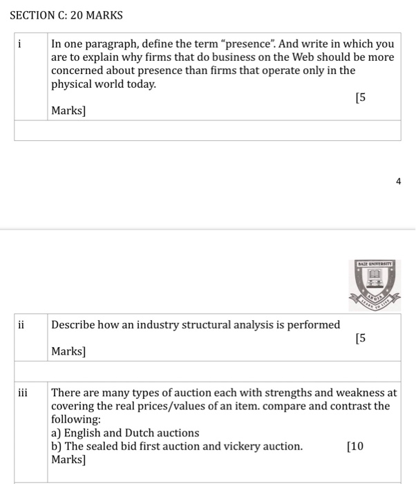 SECTION C: 20 MARKS In one paragraph, define the