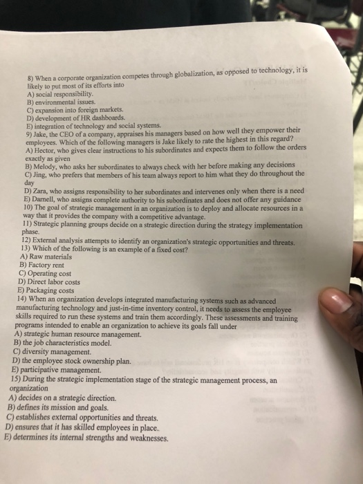8) When a corporate organization competes through