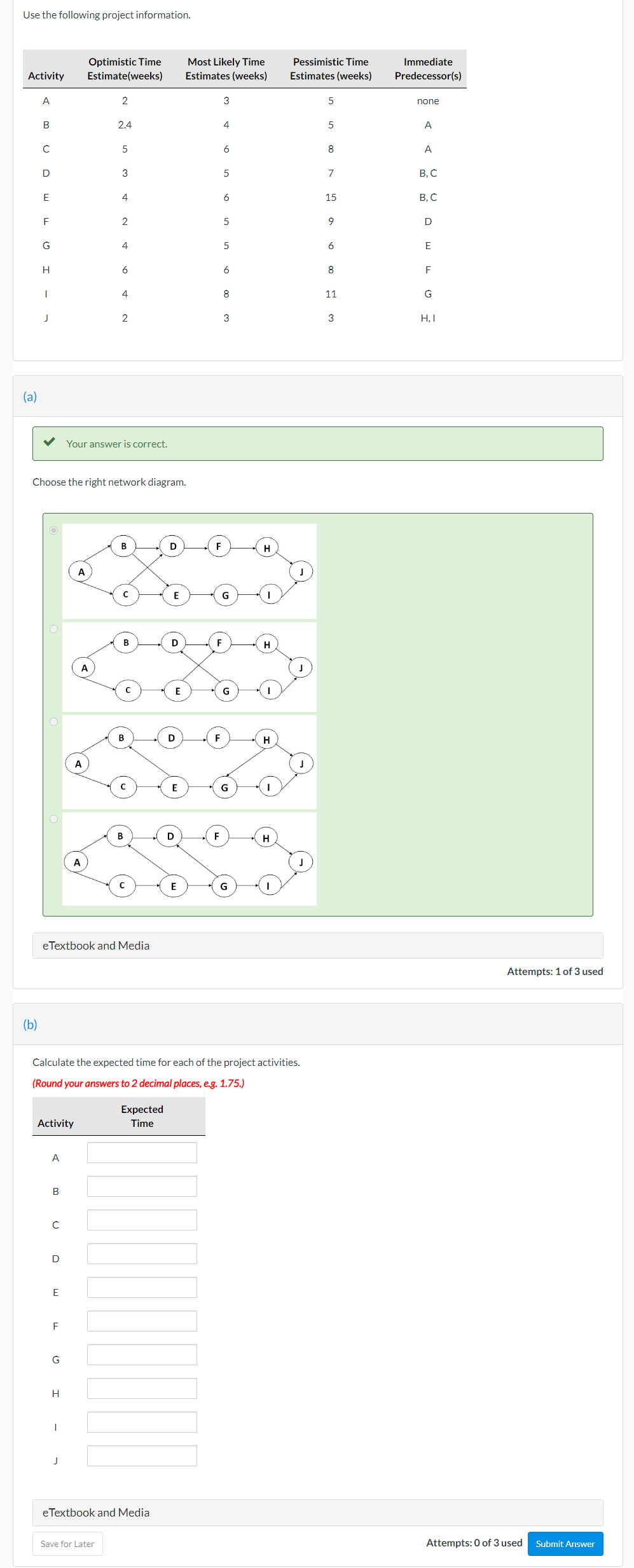 Use the following project information. Activity