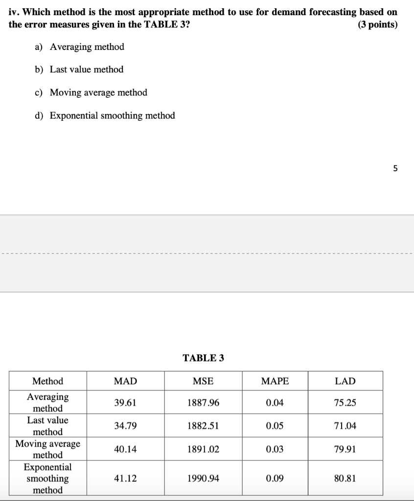 iv. Which method is the most appropriate method