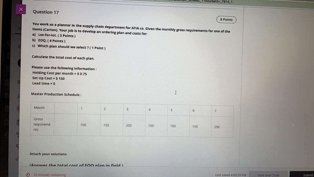 5 X D fo E 8 17courseld=_7914_1 Question 17 8