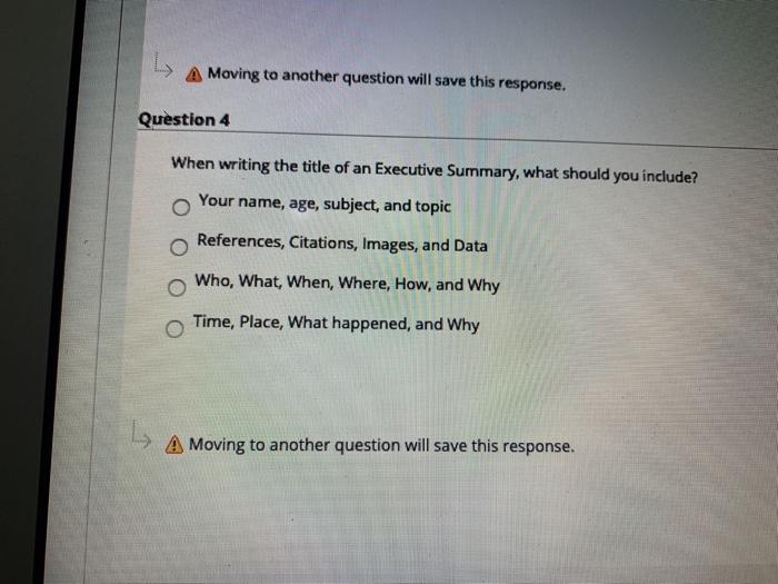 Moving to another question will save this