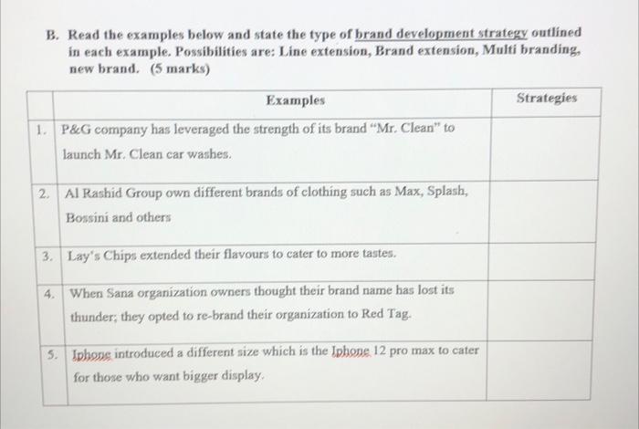 B. Read the examples below and state the type of