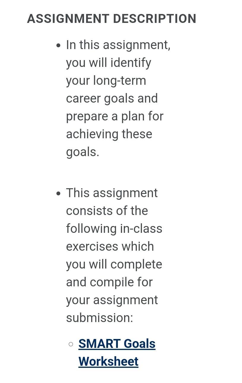 ASSIGNMENT DESCRIPTION In this assignment, you