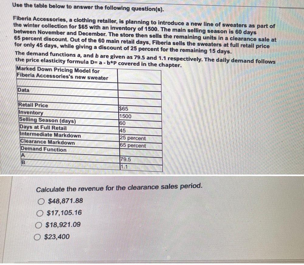 #6 Use the table below to answer the following