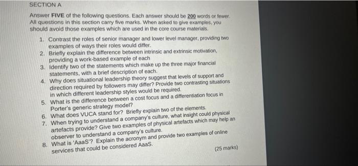 if too complicated, answer 2 or 5 please SECTION